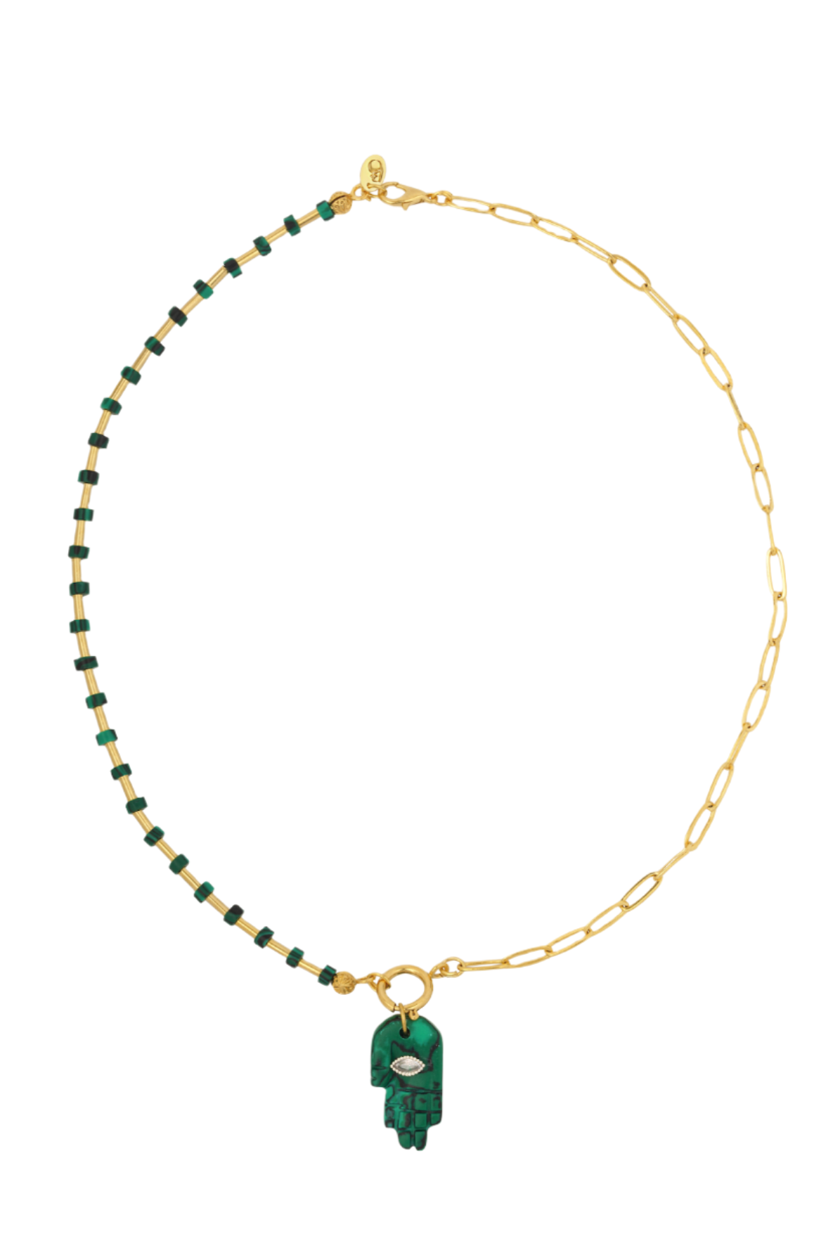 Berrin Özkan-Your Side Malachite Hamsa Necklace-Kolye-1-fleurdirect.live