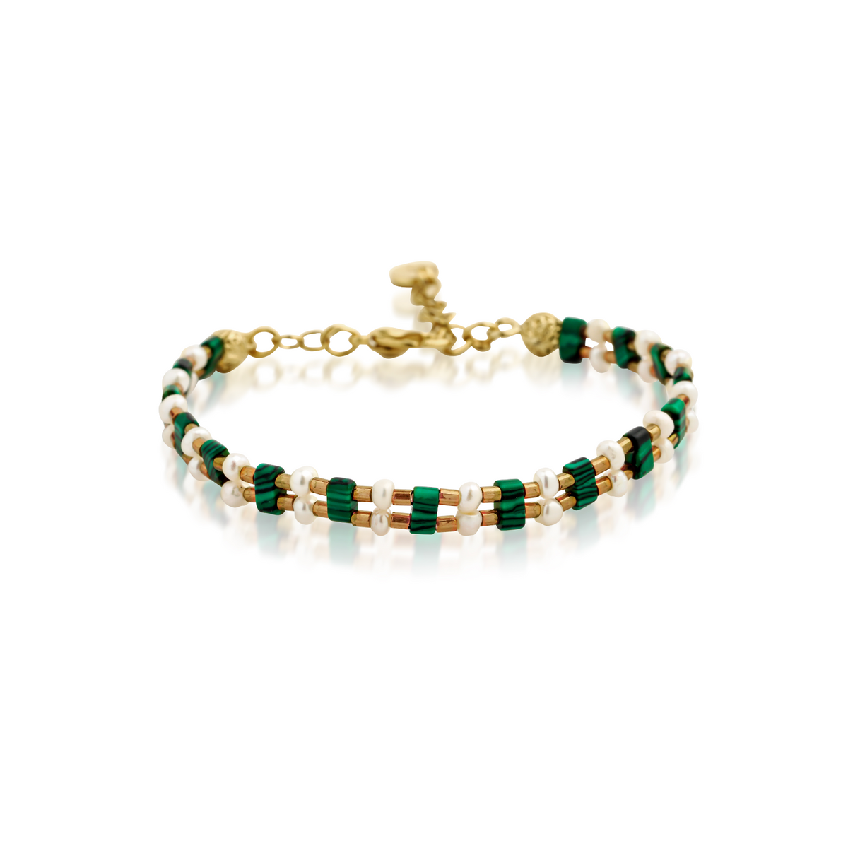 Berrin özkan-Malachite Hue Pearl Bracelet-Bracelet-1-fleurdirect.live