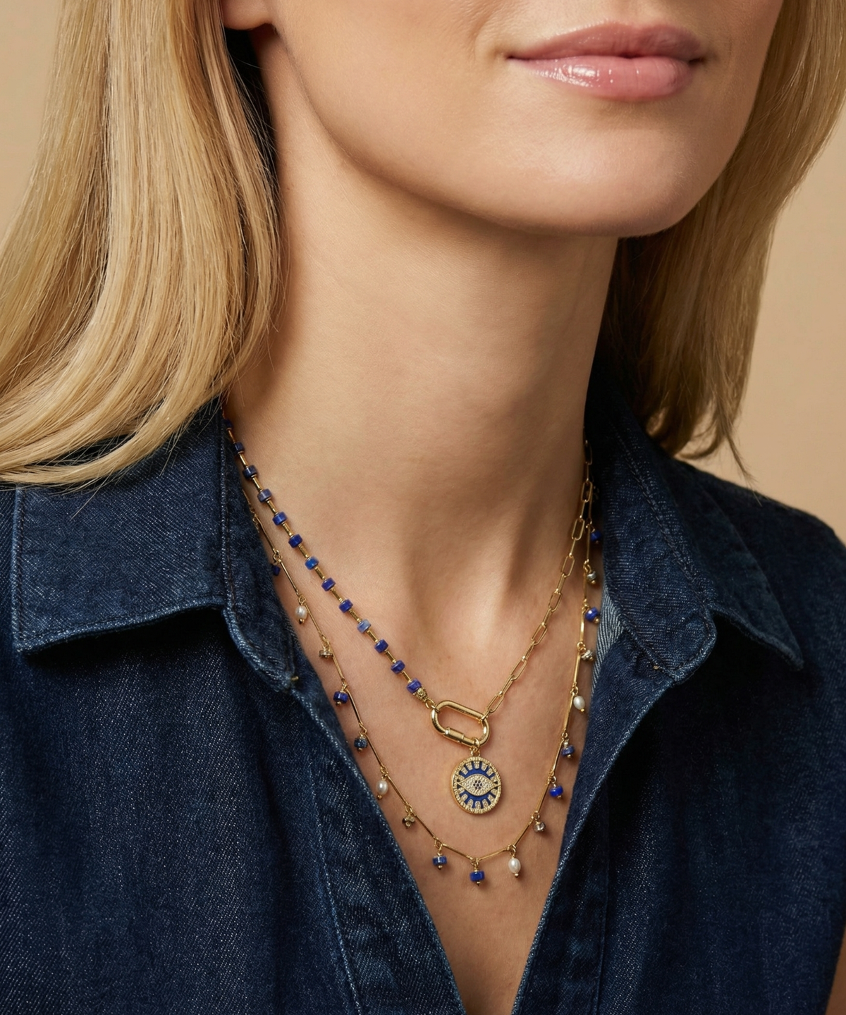 Berrin özkan-Your Side Lapis Nazar Necklace-Necklaces-2-fleurdirect.live