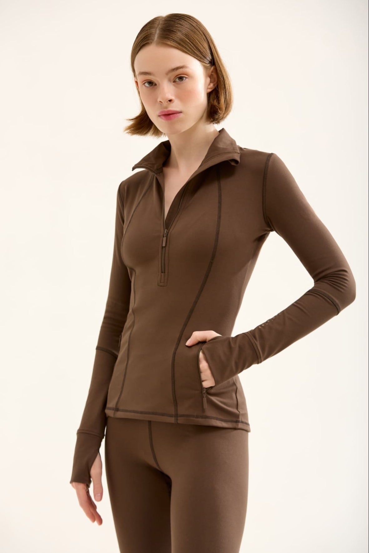 Birdiejay-Birdiesmooth Statement Half Zip Kahverengi̇ Yarim Fermuarli üst-2-fleurdirect.live