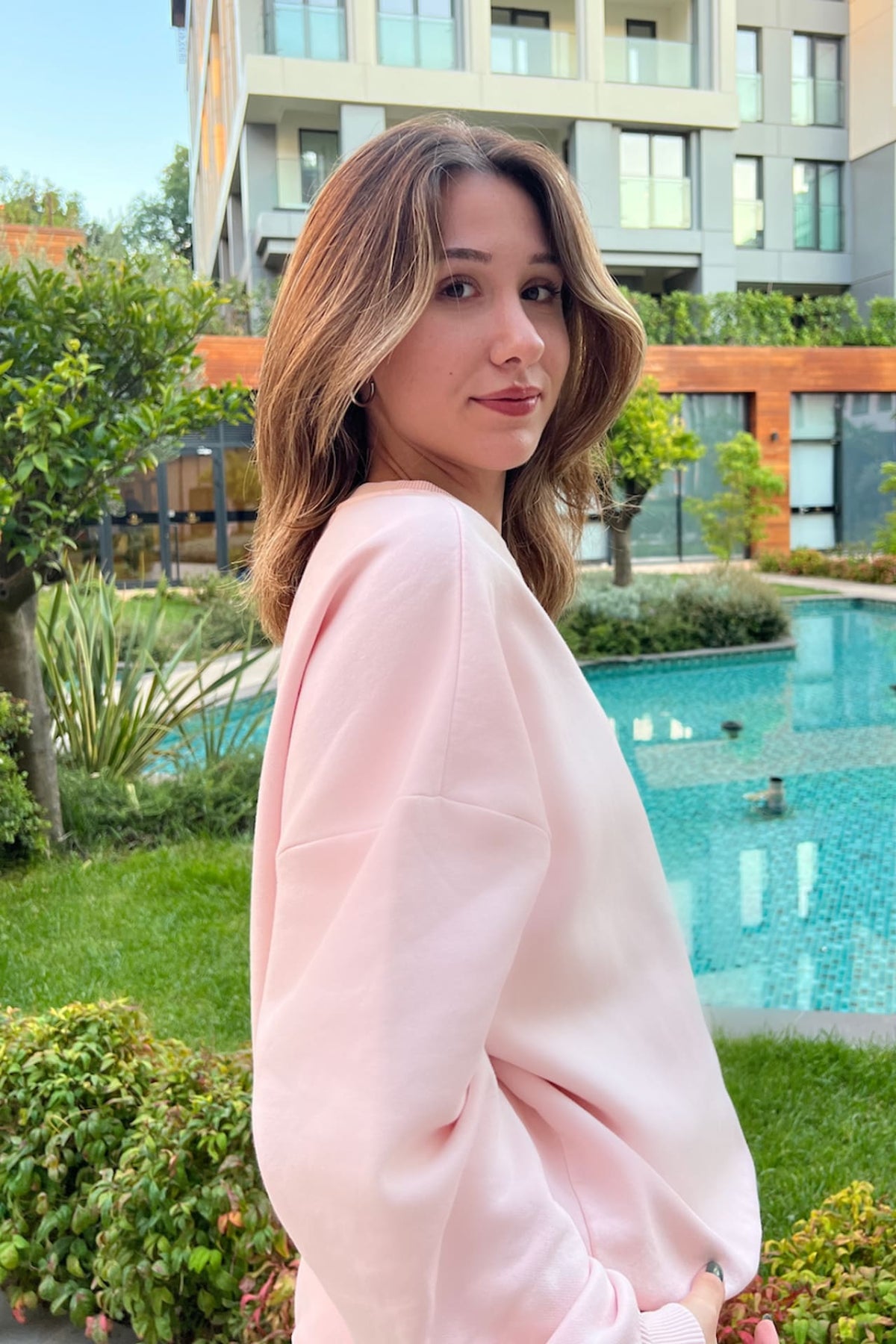 Birdiejay-Over The Clouds Pembe Oversize Sweatshirt-Sweatshirts & Hoodies-5-fleurdirect.live