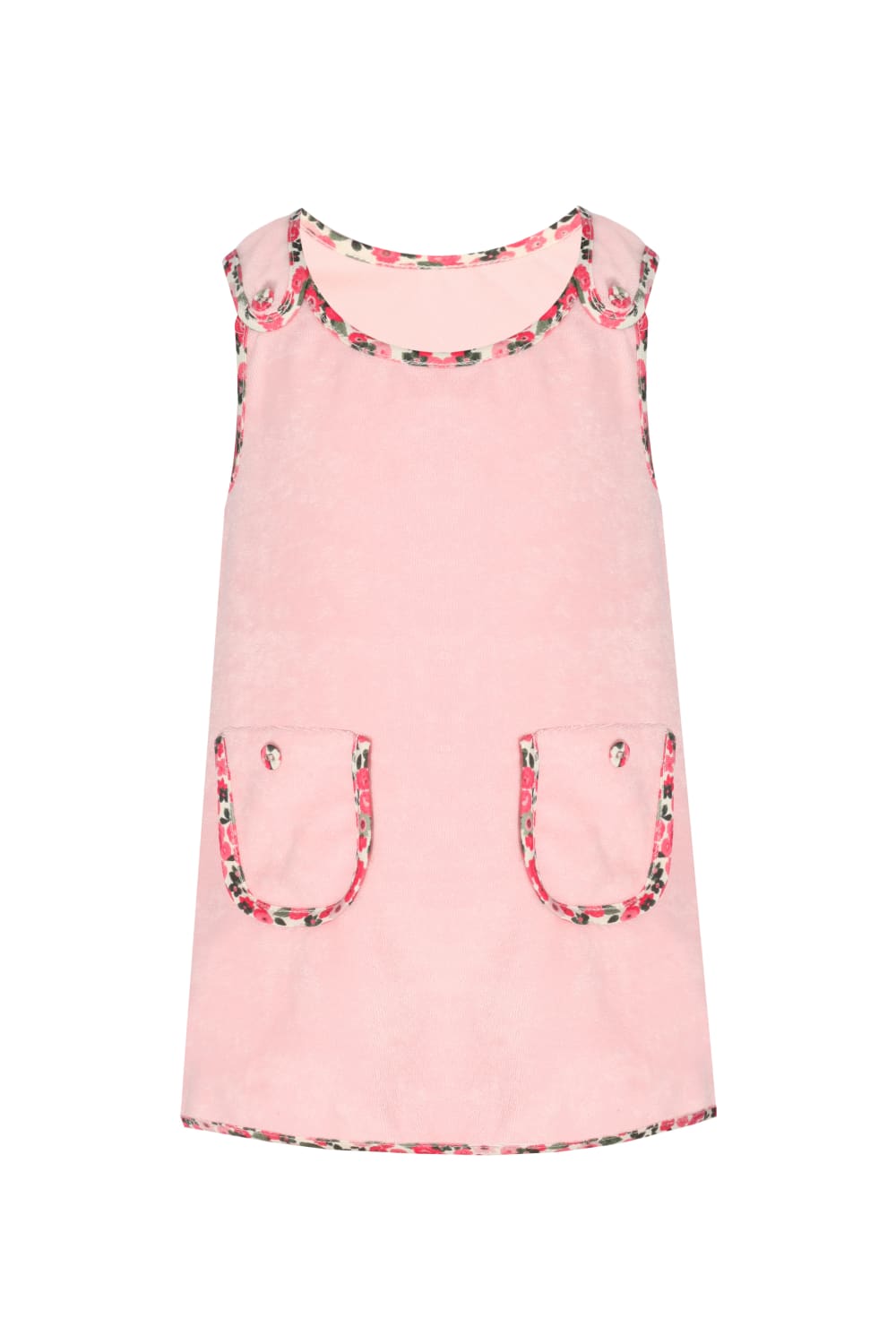 Bleu Lapin-Pink Flora Havlu Elbise-Çocuk Elbise & Tulum-2-fleurdirect.live