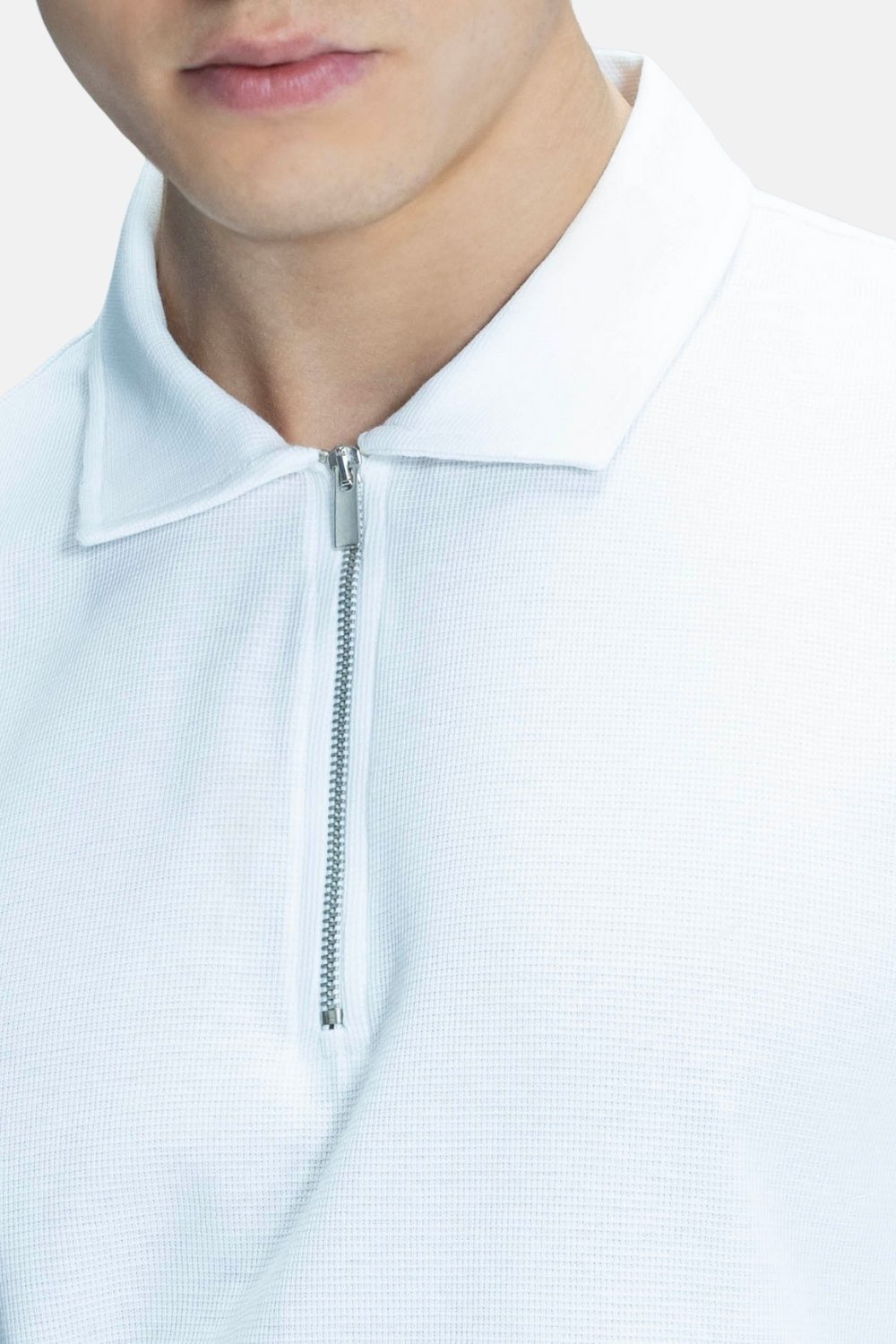 Blinky London-Textured Fermuarlı Polo Yaka T-shirt-T-Shirts-2-fleurdirect.live