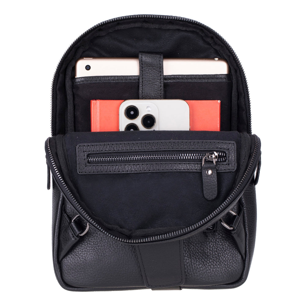 Bloominbag-Blake Black Luxe Deri çapraz Unisex Sırt çantası-2-fleurdirect.live