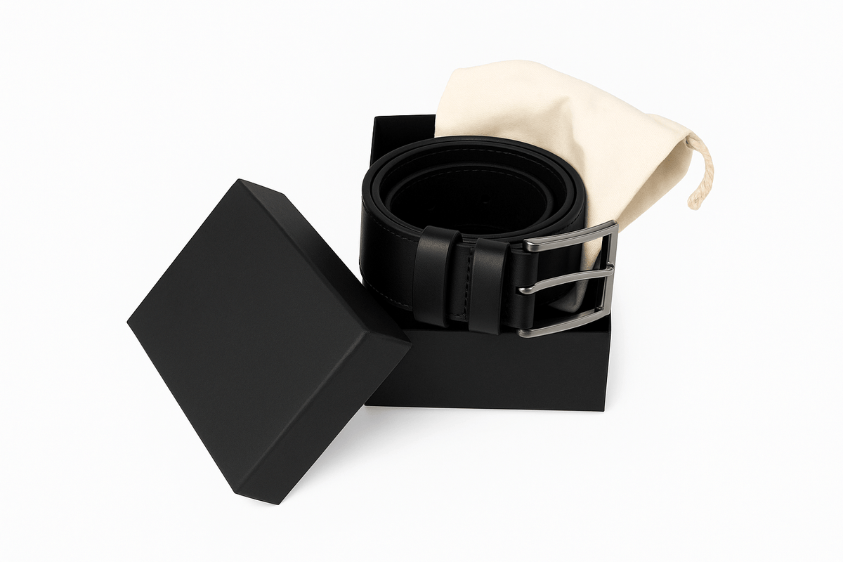 Bloominbag-Bloom Belt Cosmic Black Hakiki Deri Erkek Kemer 110cm-4-fleurdirect.live