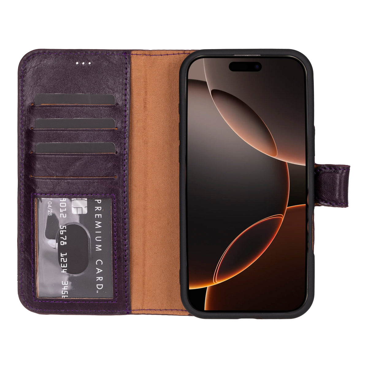 Bloominbag-Bloom Case Apple I Phone 16 Pro Max – Burgundy Hakiki Deri Cüzdanlı Telefon Kılıfı-2-fleurdirect.live
