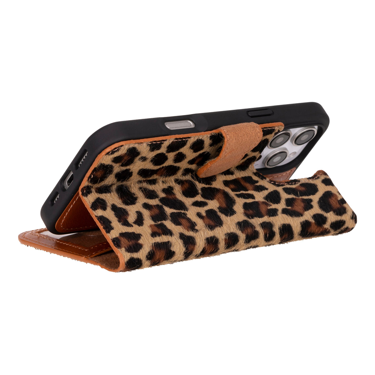 Bloominbag-Bloom Case Apple I Phone 16 Pro Max – Leopard Hakiki Deri Cüzdanlı Telefon Kılıfı-4-fleurdirect.live