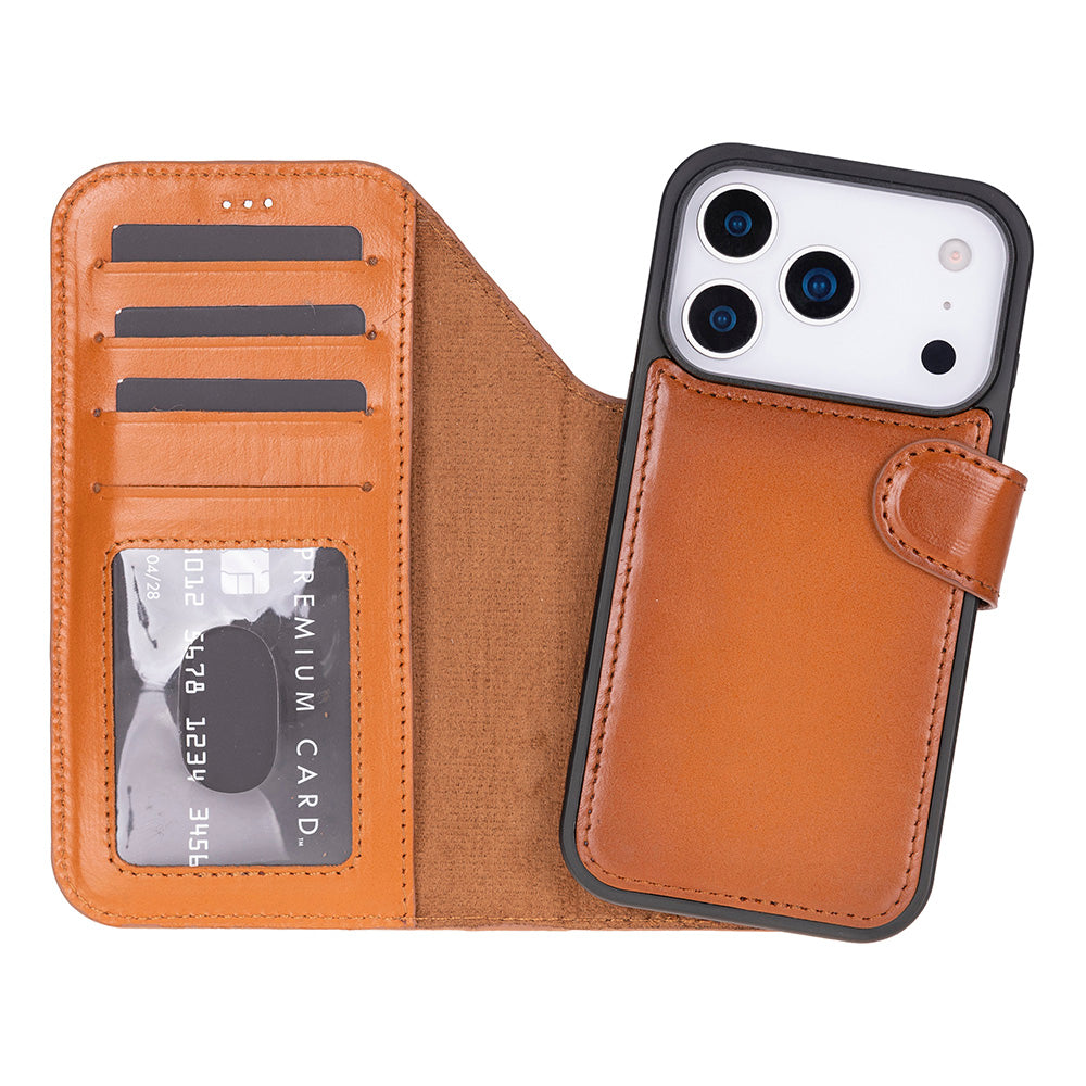 Bloominbag-Bloom Case Magic Apple I Phone 17 Pro Max(6.9") Desert Tan Ayrılabilir Hakiki Deri Cüzdanlı Telefon Kılıfı-1-fleurdirect.live