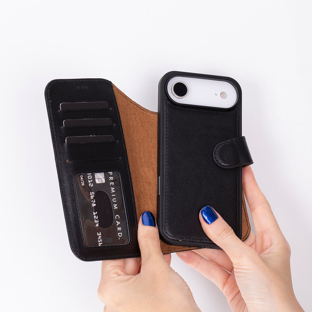 Bloominbag-Bloom Case Magic Wallet Crimson Red Hakiki Deri I Phone 17 Air(6.5") Cüzdanlı Telefon Kılıfı-2-fleurdirect.live