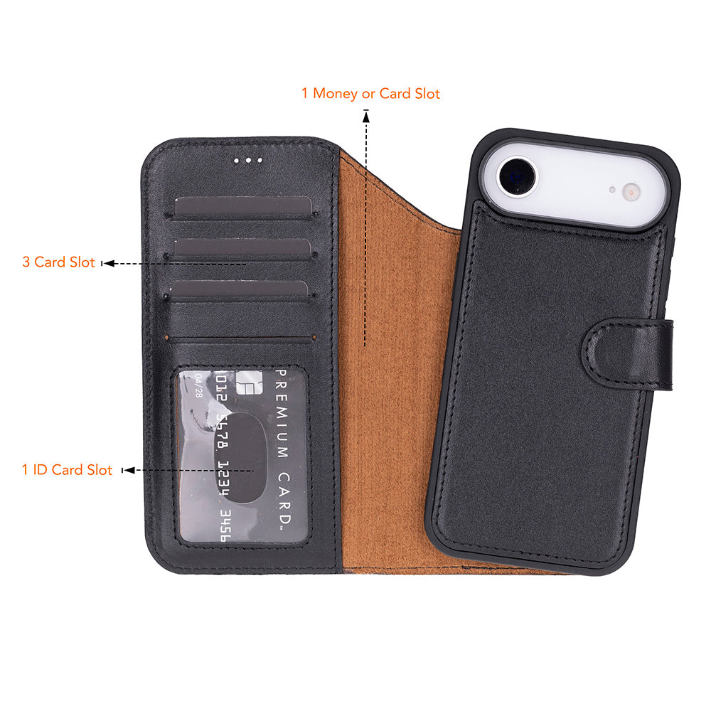 Bloominbag-Bloom Case Magic Wallet Crimson Red Hakiki Deri I Phone 17 Air(6.5") Cüzdanlı Telefon Kılıfı-3-fleurdirect.live
