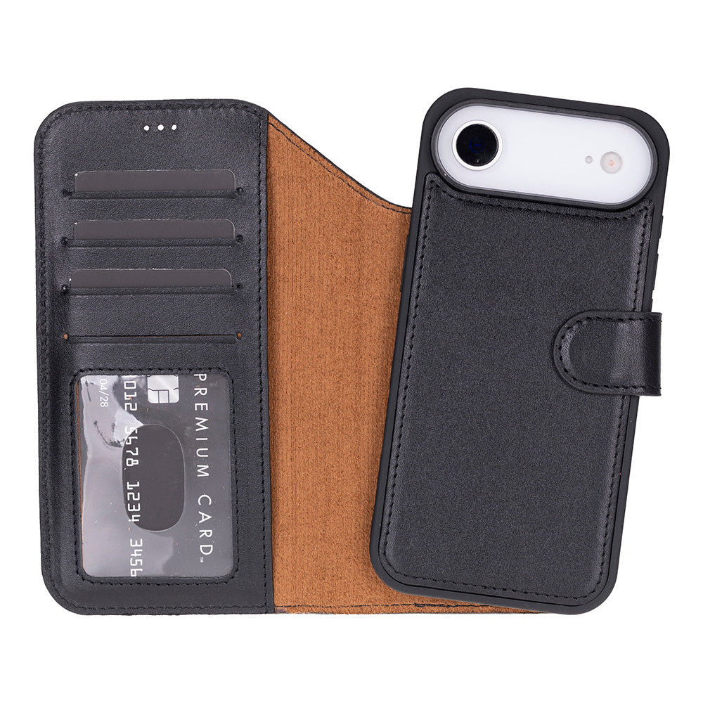 Bloominbag-Bloom Case Magic Wallet Obsidian Black Hakiki Deri I Phone 17 Air(6.5") Cüzdanlı Telefon Kılıfı-1-fleurdirect.live