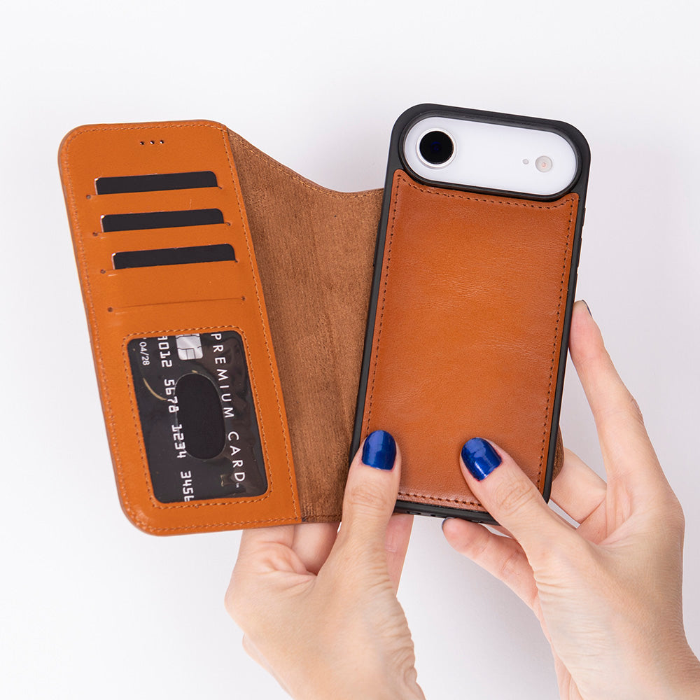 Bloominbag-Bloom Case Magic Wallet Urban Tan Hakiki Deri I Phone 17 Air(6.5") Cüzdanlı Telefon Kılıfı-2-fleurdirect.live