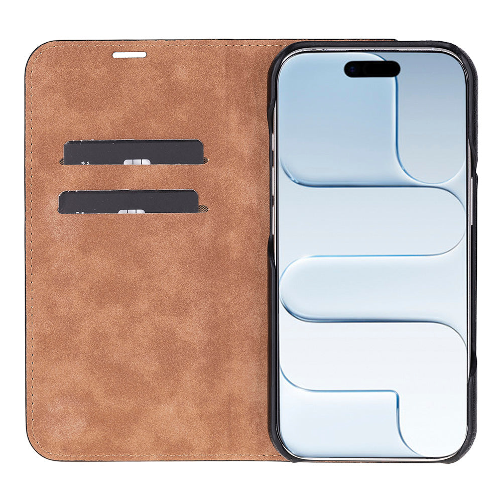 Bloominbag-Bloom Case Sonat Obsidian Black Hakiki Deri I Phone 17 Air(6.5") Folio Kılıfı-4-fleurdirect.live