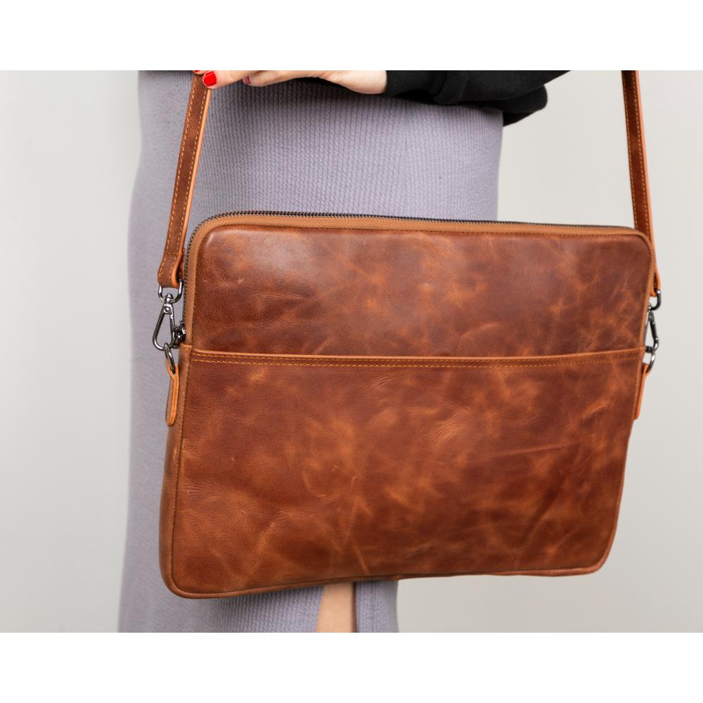 Bloominbag-Bloom Sleeve Leeds 14" Cognac Brown Hakiki Deri Laptop & Tablet Kılıfı-3-fleurdirect.live