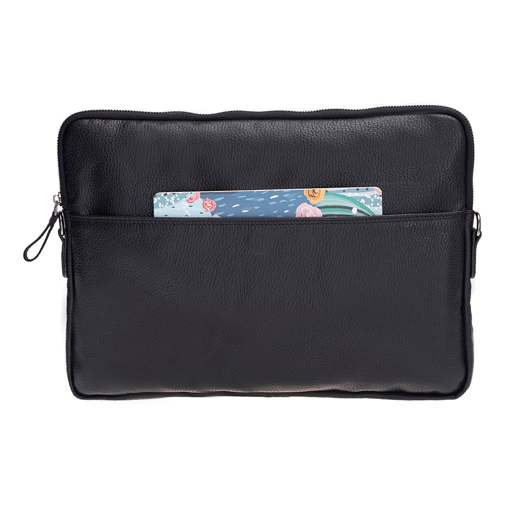 Bloominbag-Bloom Sleeve Leeds 14" Obsidian Black Hakiki Deri Laptop & Tablet Kılıfı-3-fleurdirect.live
