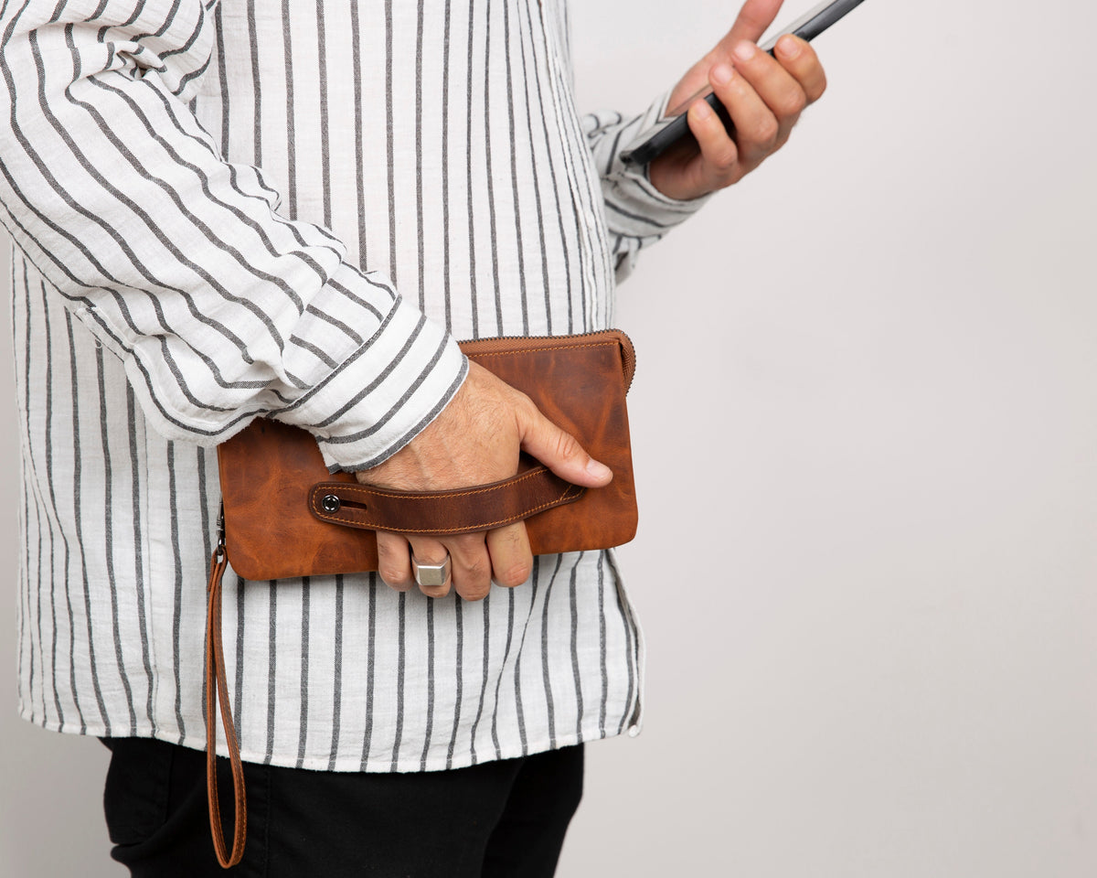 Bloominbag-Majeste Rust Brown Curated Deri Clutch Bag-5-fleurdirect.live