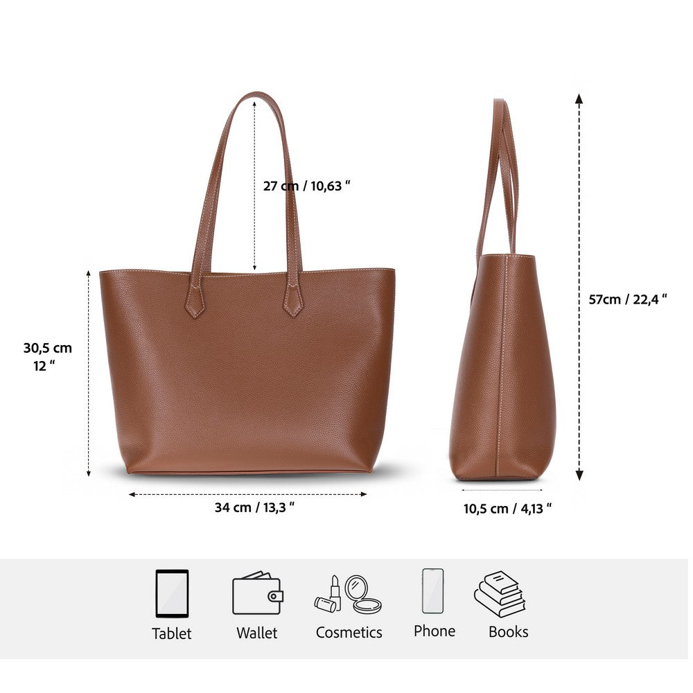 Bloominbag-Terra Taba Hakiki Deri Kadın Omuz çantası – Sahara Tan Terra Structured Leather Tote-3-fleurdirect.live