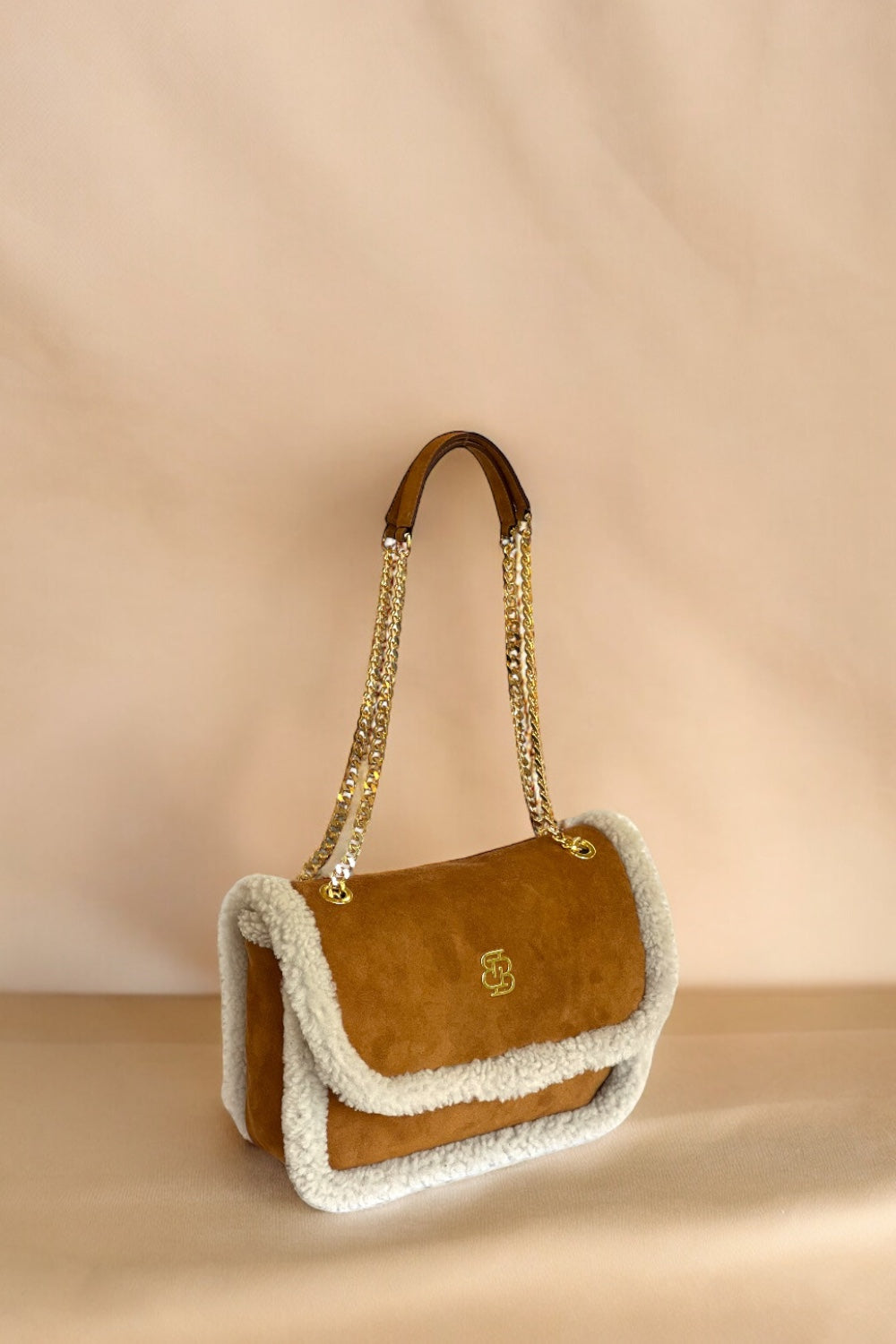 Bloomsbury-Les Alpes Taba Shearling Süet Çanta-El Çantası-3-fleurdirect.live