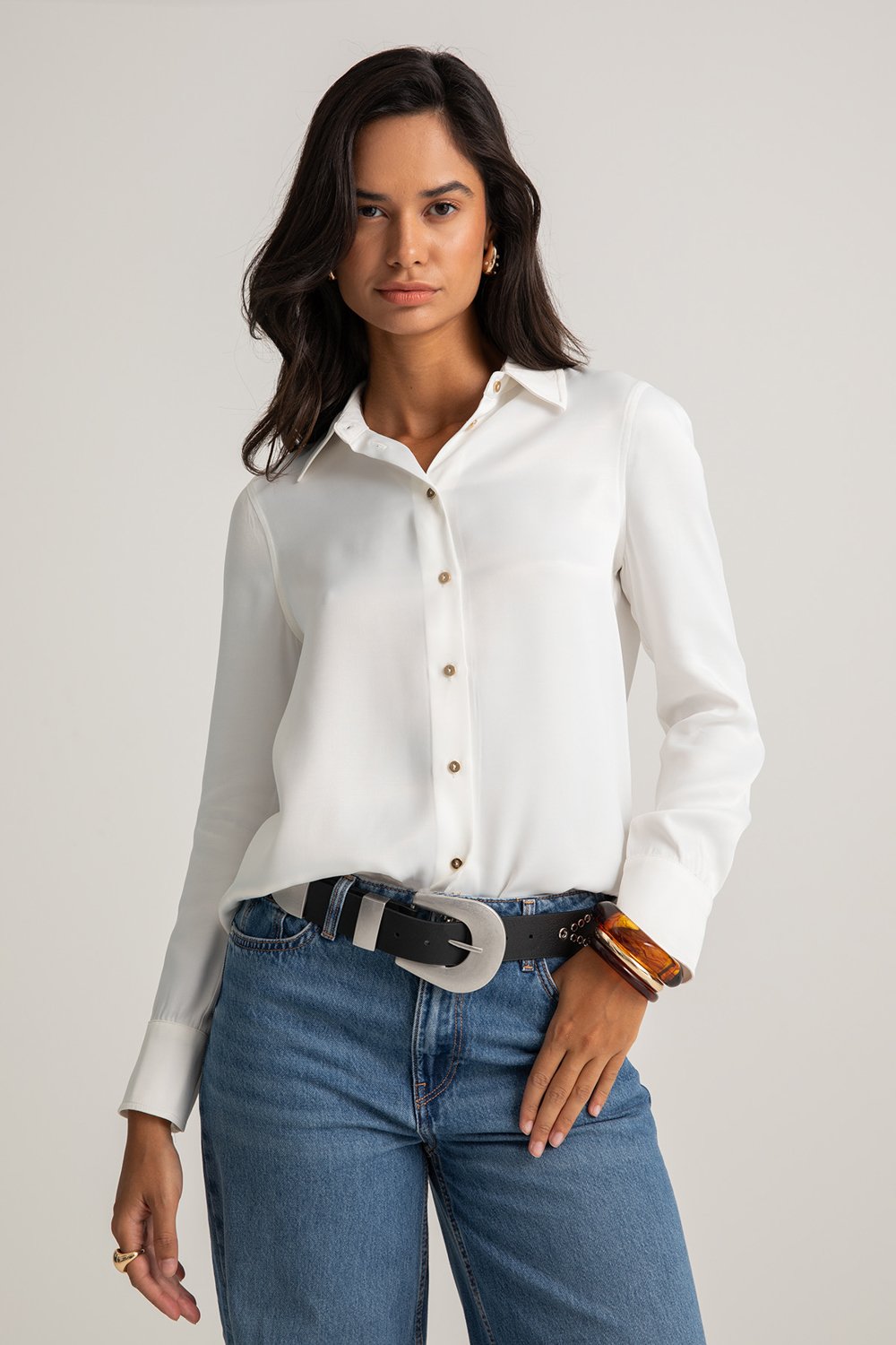 Boneqa Barcelona-Beyaz Saten Smart Casual Gömlek-Gömlek-3-fleurdirect.live