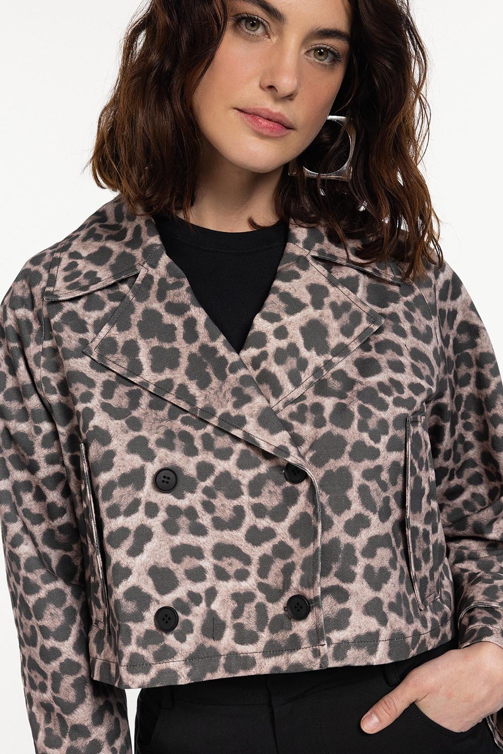Boneqa Barcelona-Leopar Desenli Crop Ceket-Ceket-2-fleurdirect.live