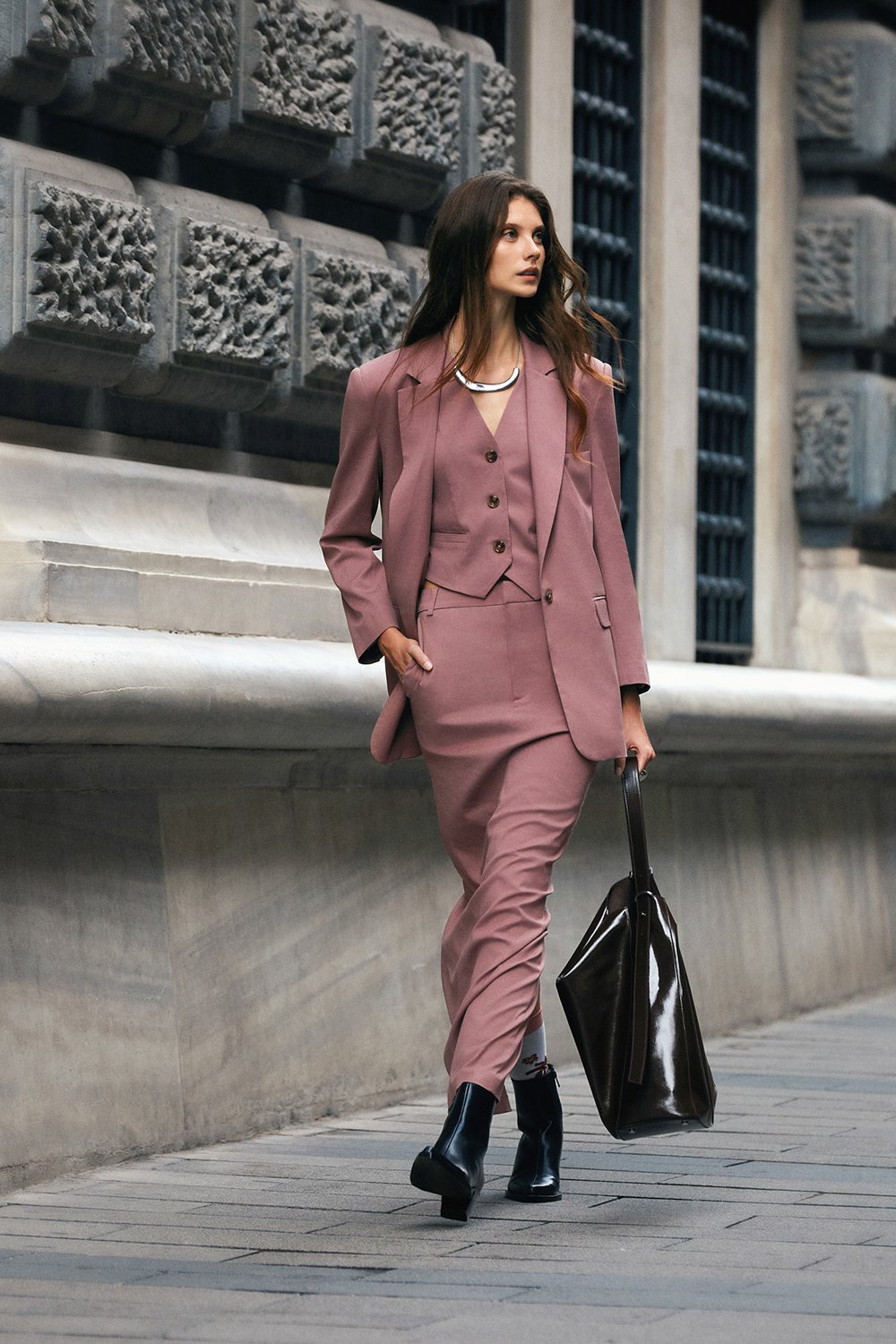 Boneqa Barcelona-Tek Düğmeli Pembe Blazer Ceket-Ceket-2-fleurdirect.live