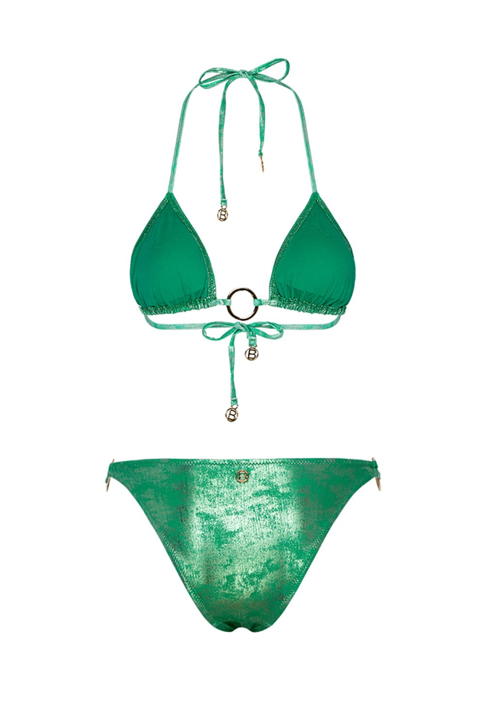 Bonesta-Bardenas Shiny Shiny Emerald Green Aksesuarlı Üçgen Bikini Takımı-Bikini & Mayo-5-fleurdirect.live