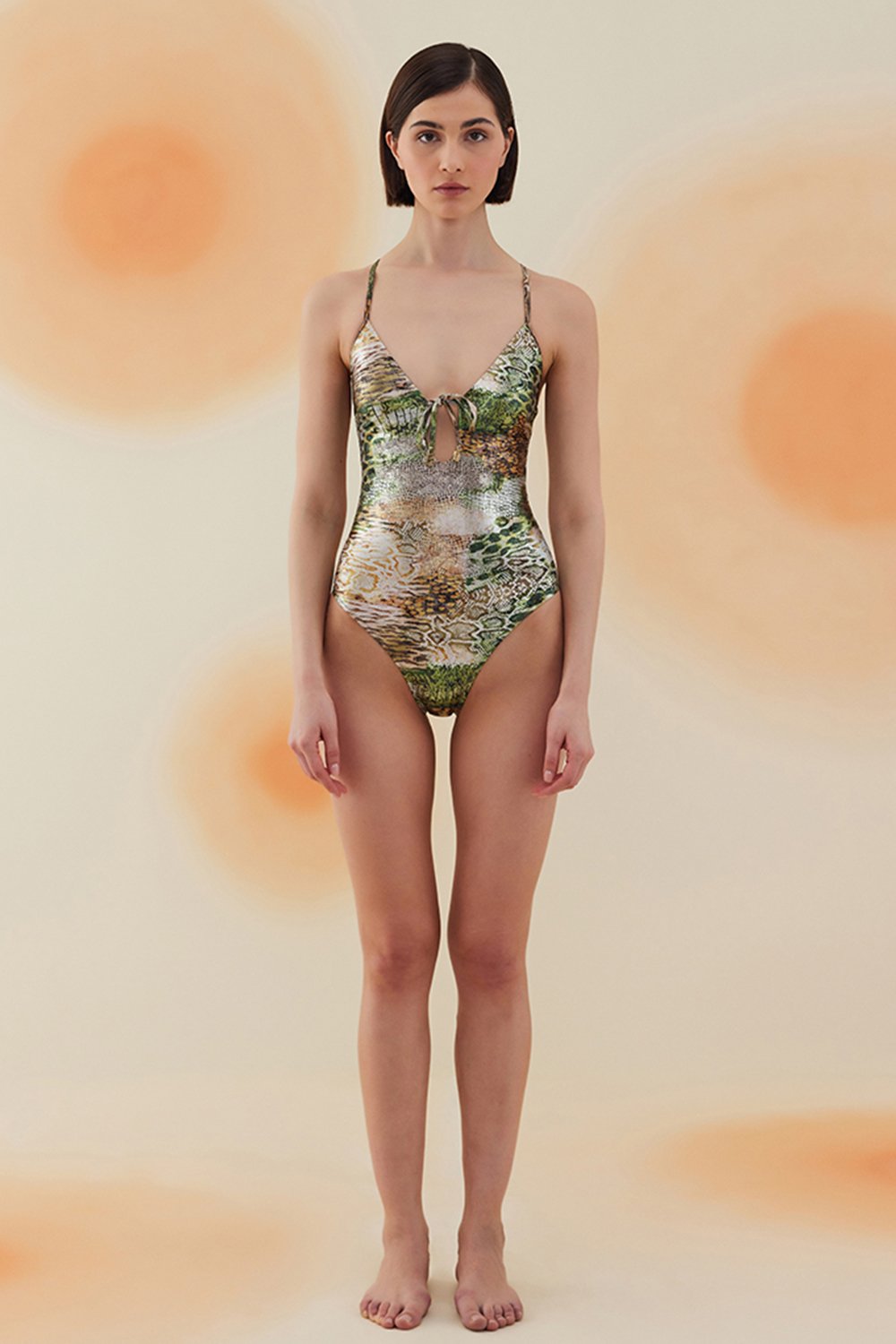 Bonesta-Dainakil Phantom Snake Pattern Bağcıklı V Yaka Mayo-Bikini & Mayo-1-fleurdirect.live
