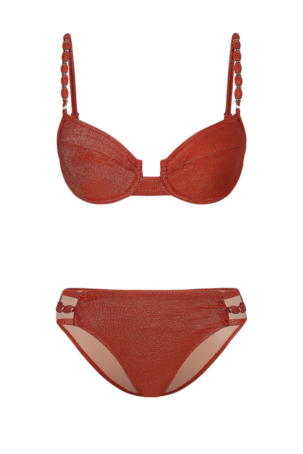 Bonesta-Larzac Ruby Red Boncuklu Balenli Bikini Takımı-Bikini & Mayo-4-fleurdirect.live