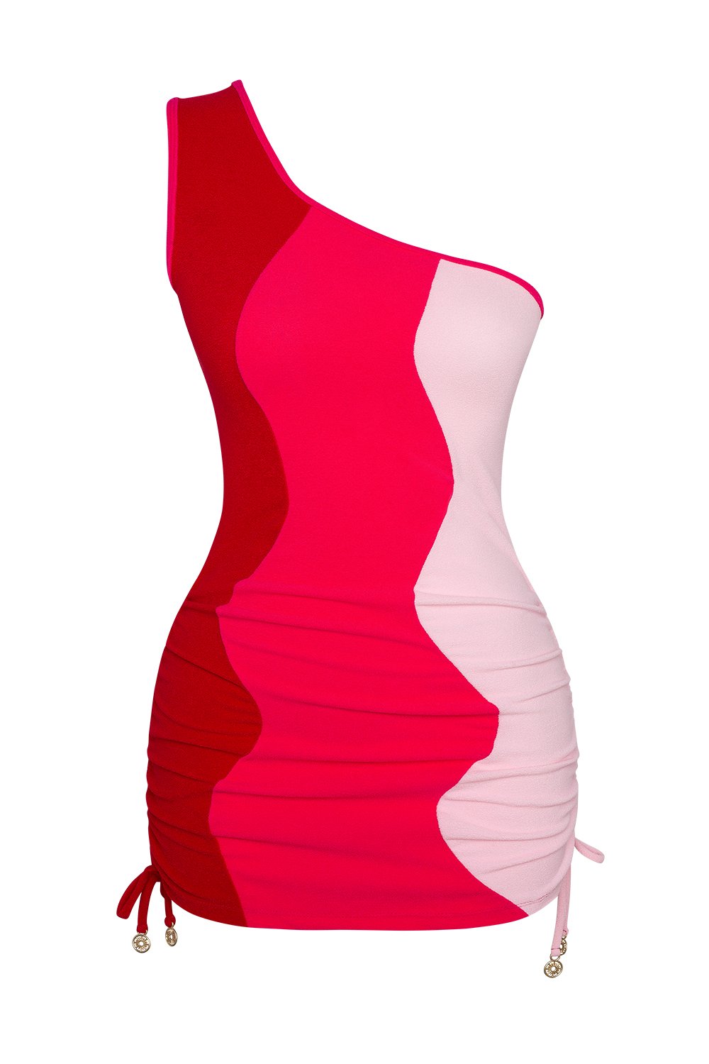 Bonesta-Meska Fuchsia, Cotton Candy And Cherry Red Terry Tek Omuz-Elbise-4-fleurdirect.live