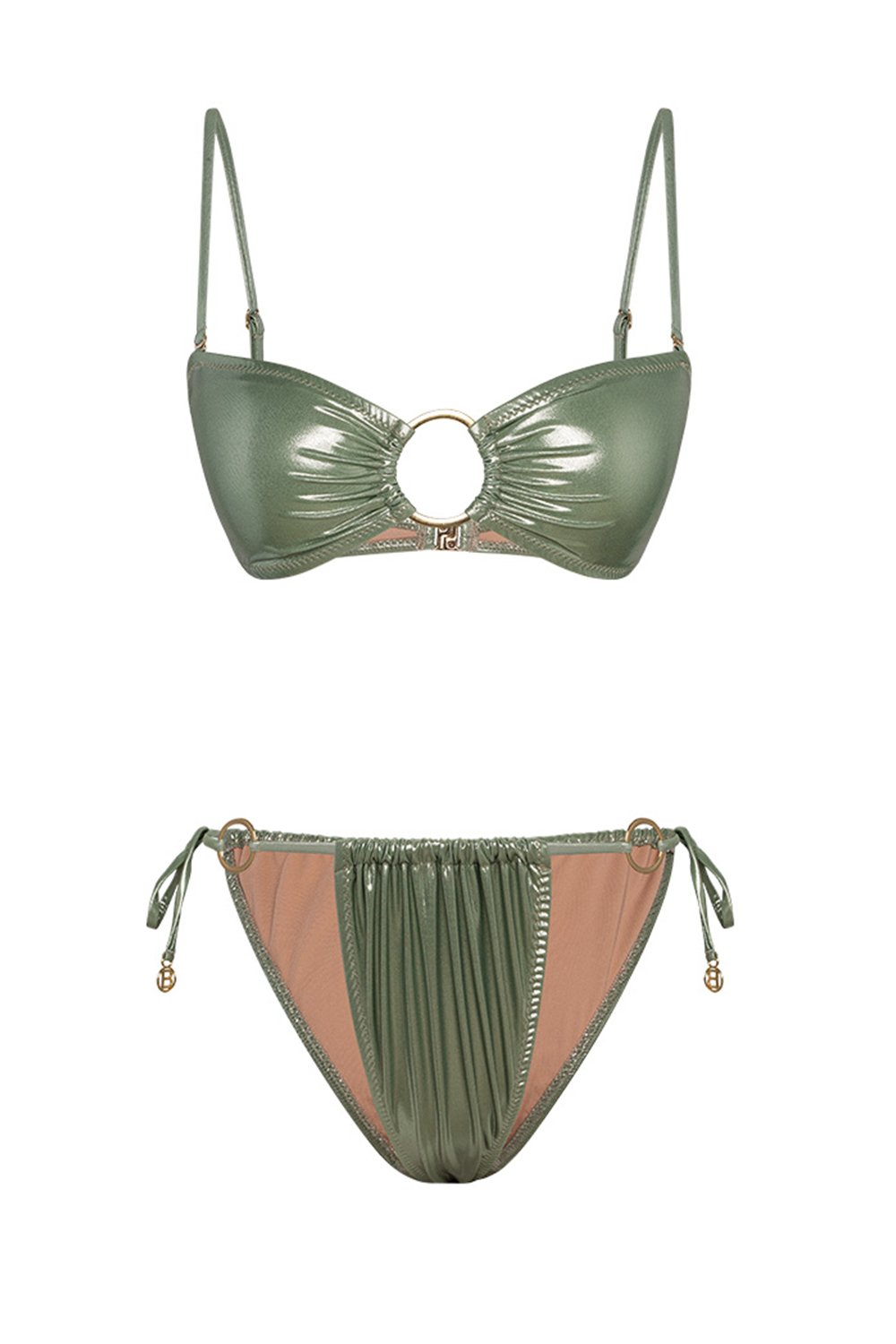 Bonesta-Sechura Shiny Tea Green Halka Aksesuarlı Straplez Bikini Takımı-Bikini & Mayo-4-fleurdirect.live