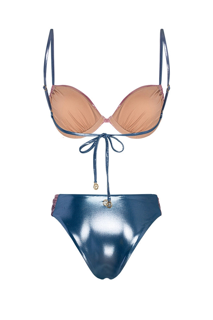 Bonesta-Tabernas Shiny Sapphire Blue And Misty Rose Çift Renk Kaplı Bikini Takımı-Bikini & Mayo-2-fleurdirect.live