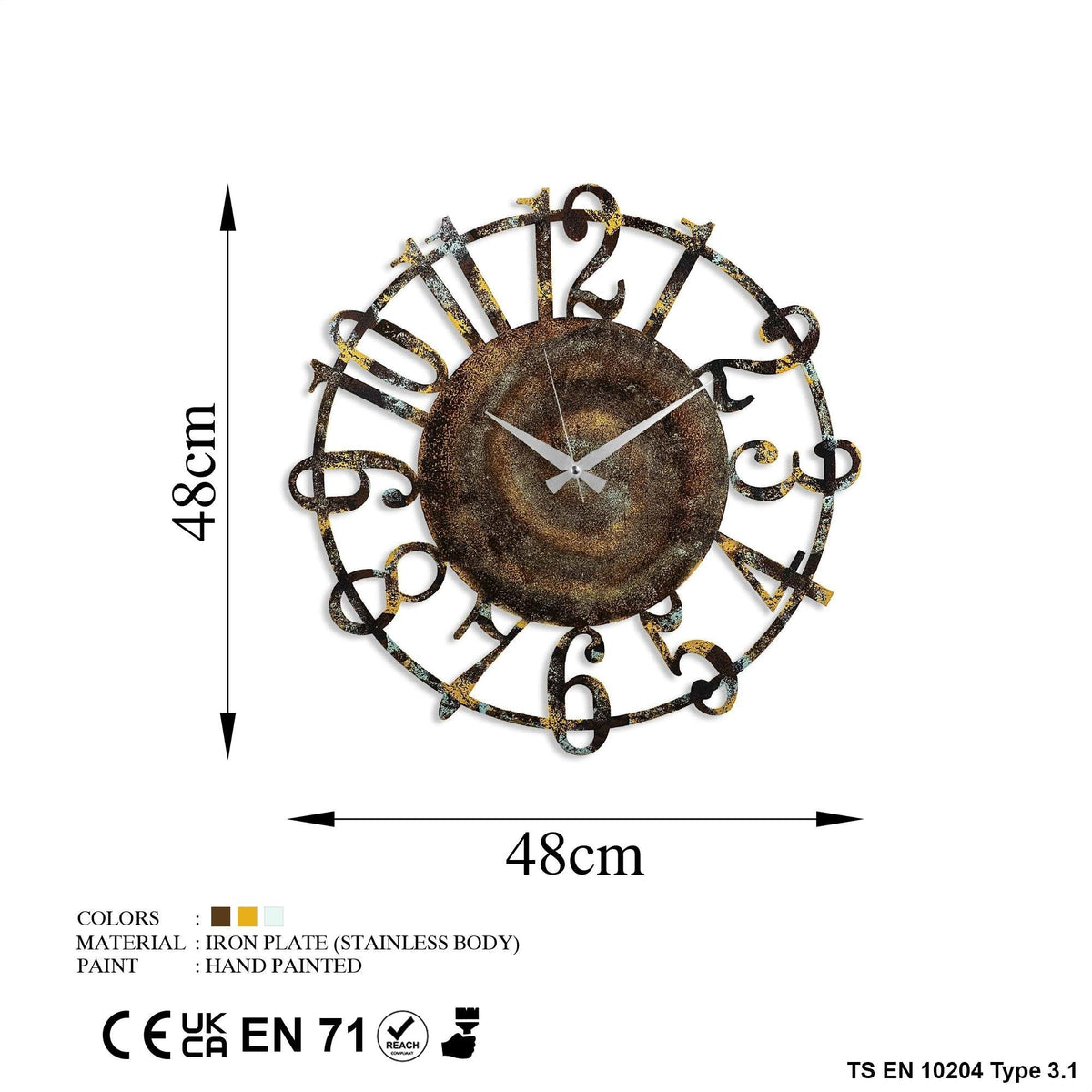 Bys-128-A Dekoratif Metal Duvar Saati