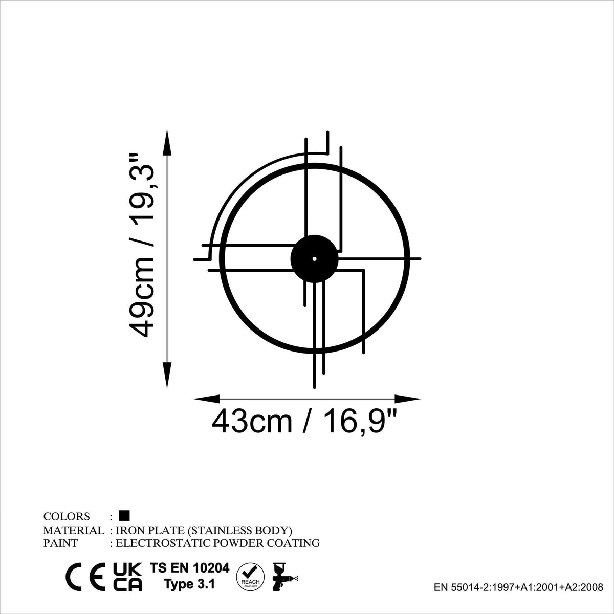 Watch-049 Dekoratif Metal Duvar Saati