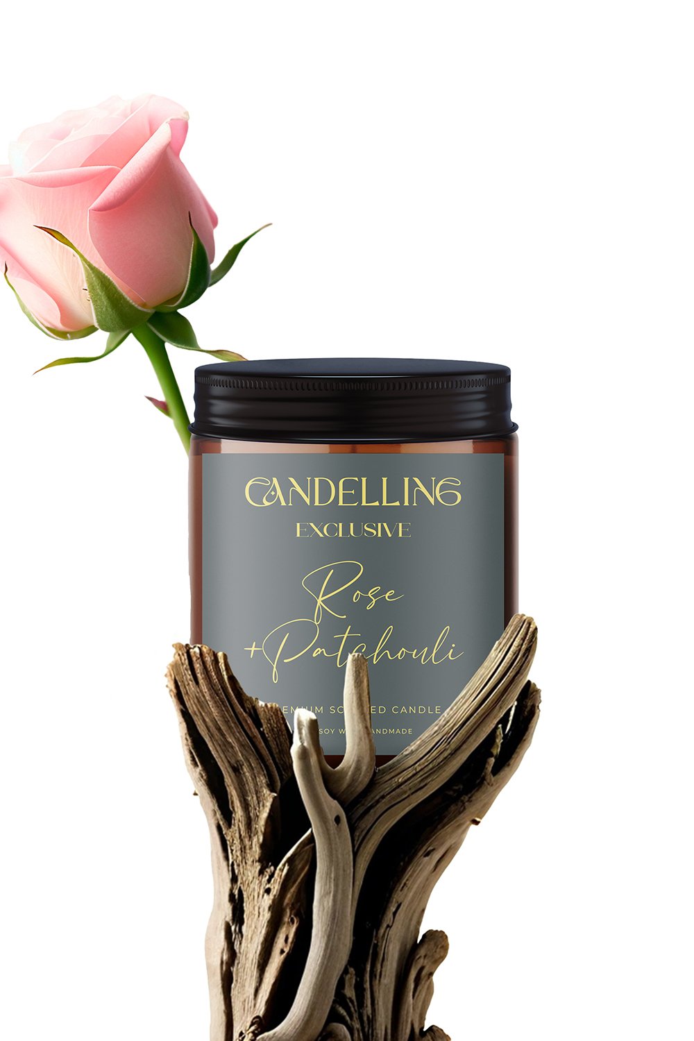 Candelling-Exclusive Serisi Rose + Patchouli Mum 250 Ml-Mum-1-fleurdirect.live