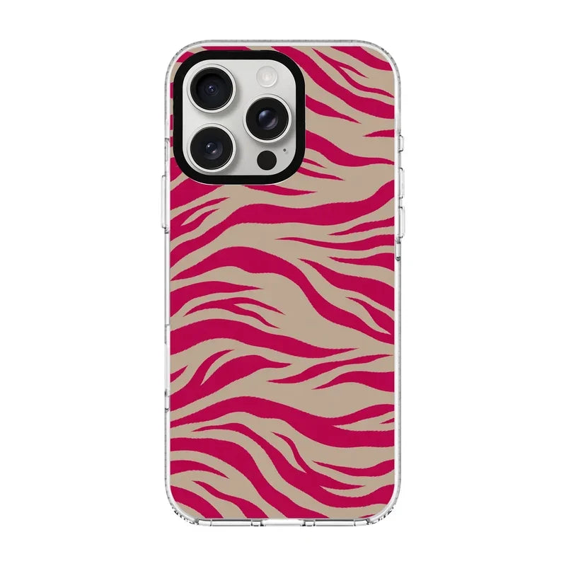 Fuchsia Zebra-Clear Kılıf Magsafe Özellikli - Iphone 15 Pro