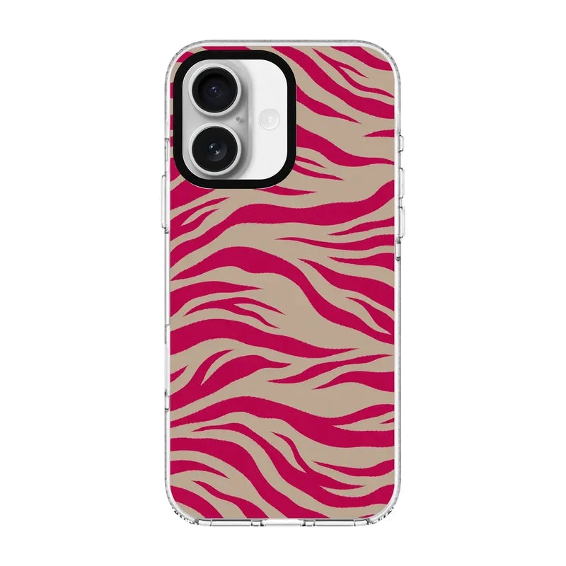 Fuchsia Zebra-Clear Kılıf Magsafe Özellikli - Iphone 16
