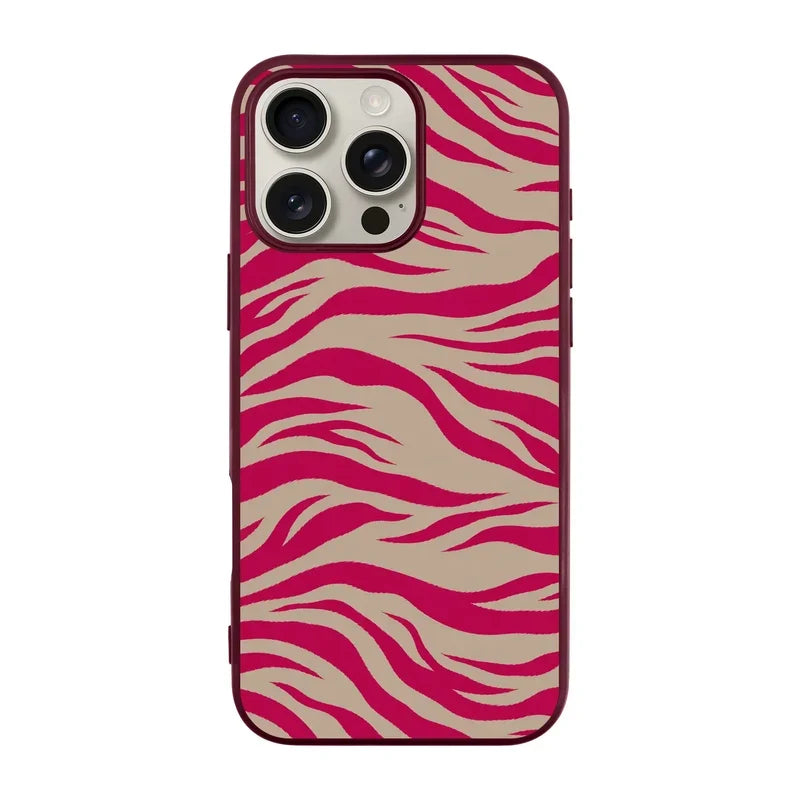Fuchsia Zebra-Ultra Silikon Kılıf-Iphone 15 Pro