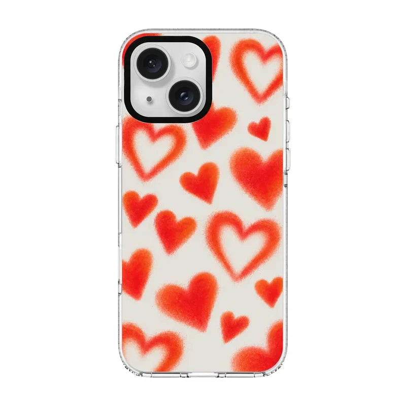 Glowing Hearts-Clear Kılıf Magsafe Özellikli - Iphone 15