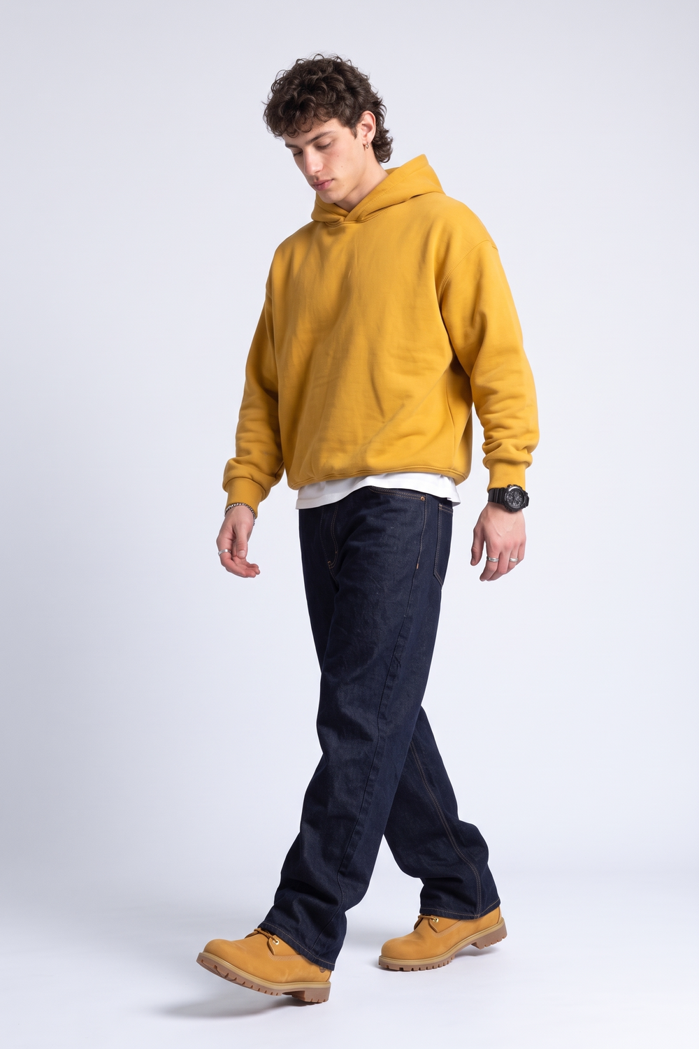 Kontrast Dikişli Baggy Jean Pantolon