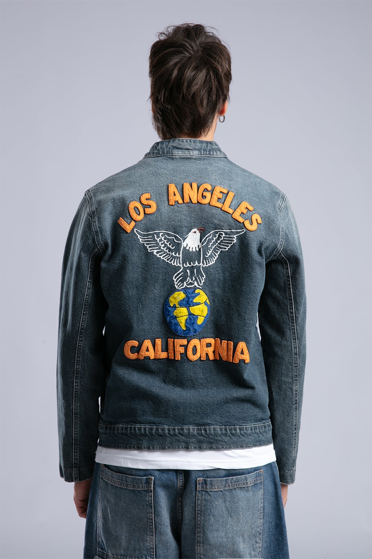 Catch-Nakış Detaylı Biker Form Denim Ceket-Ceket-6-fleurdirect.live