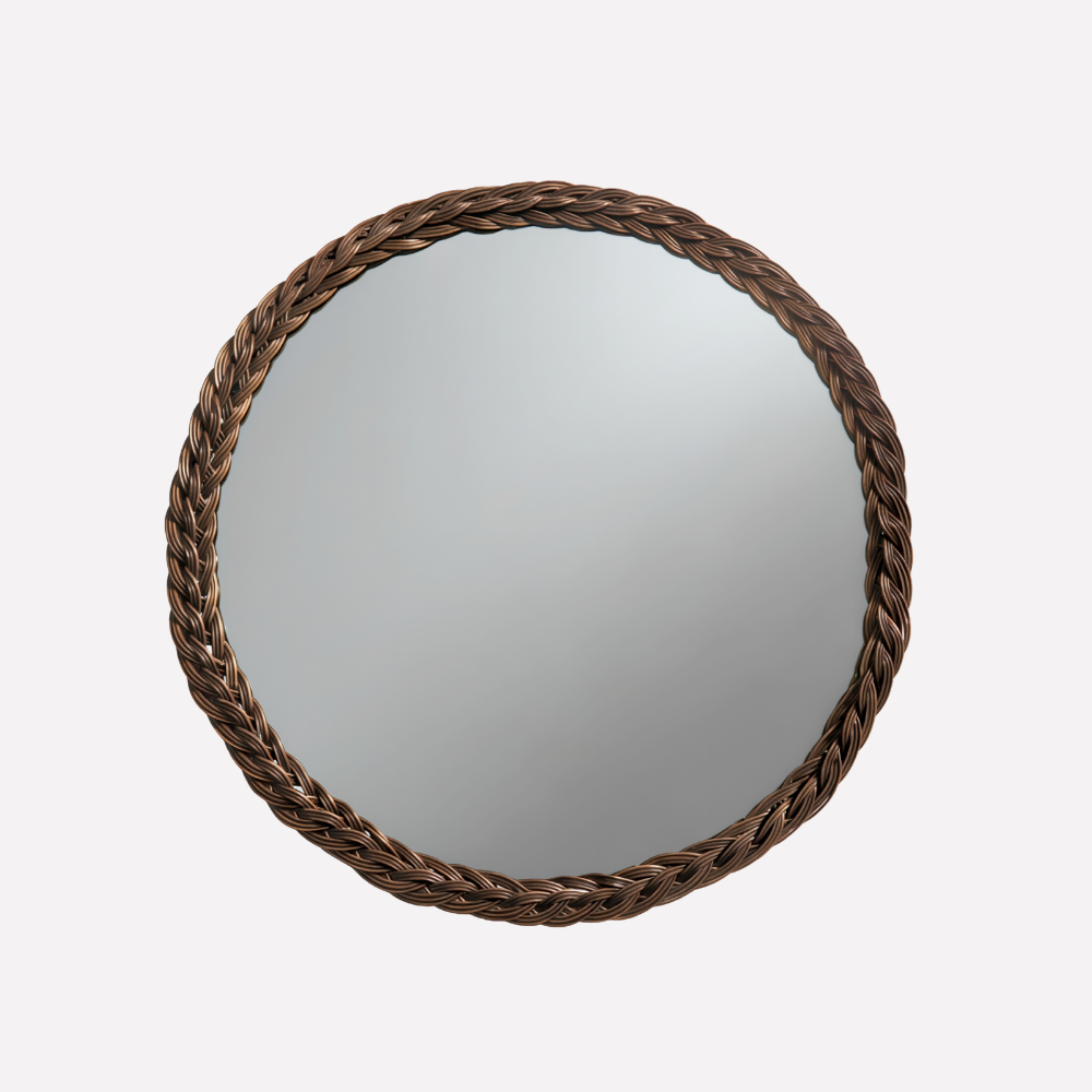 Treccia Doğal Rattan Örgülü Oval Ayna