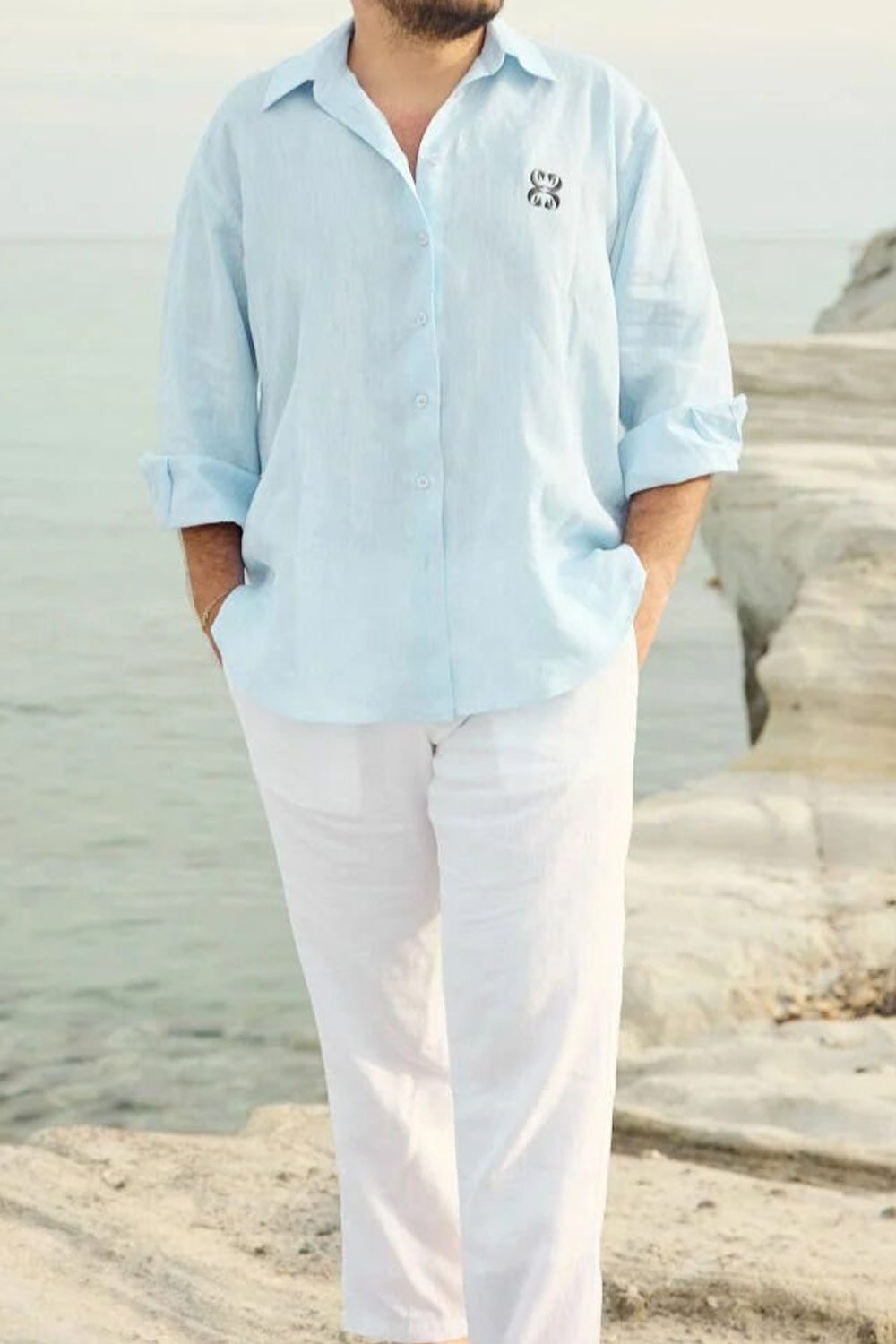 Christina's Storm-Beige Linen Shirt-Gömlek-1-fleurdirect.live