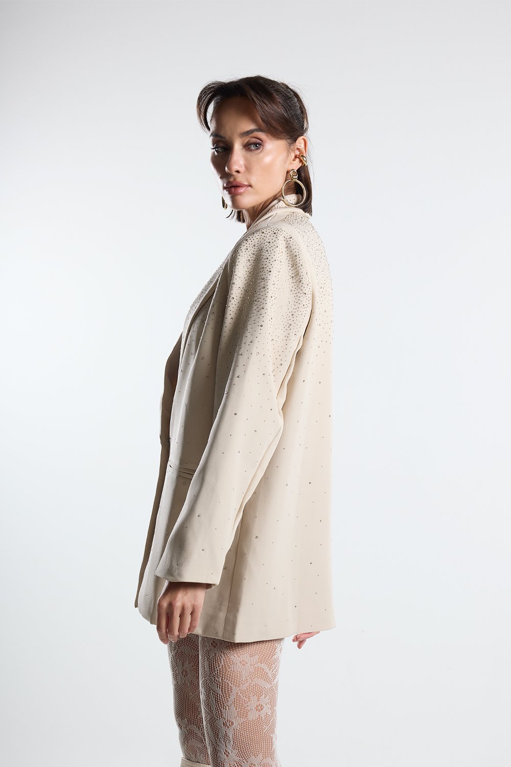Christina's Storm-Shiny Beige Blazer-Ceket-2-fleurdirect.live