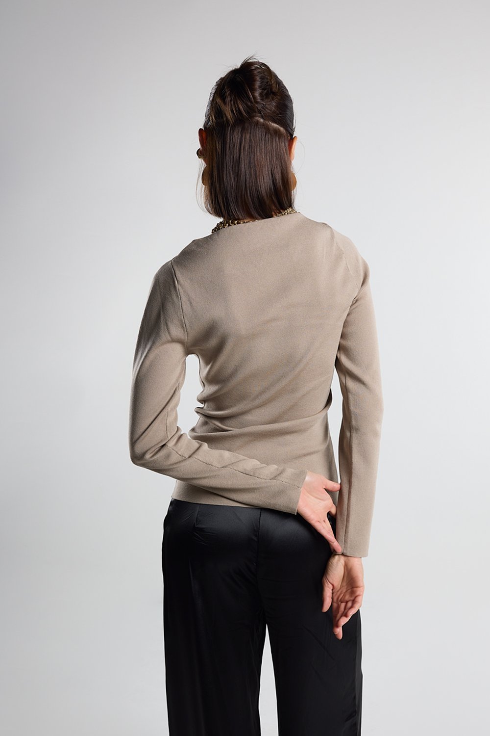 Christina's Storm-Taupe Draped Light Weight Top-T-Shirts-2-fleurdirect.live