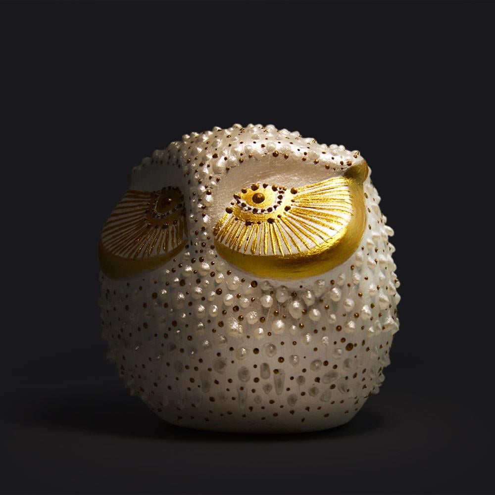 Coho Objet-Coho Art Tılsımlı Baykuş El Yapımı Sanatsal Dekoratif Obje Pearl White-Biblo-2-fleurdirect.live