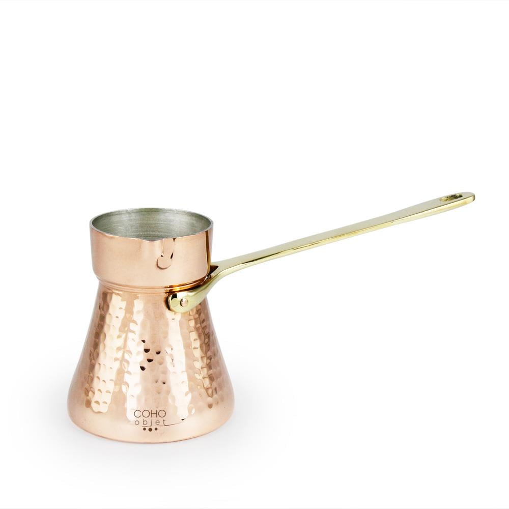 Coho Objet-Coho Lux Hatır Dövme Bakır Türk Kahvesi Cezvesi L-Artisan Serisi Bakır Cezveler-1-fleurdirect.live