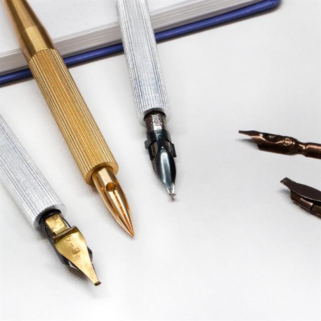 Colorverse-Shuttle Nib Holder Large Brass Divit Kalem Uç Tutucu-Kaligrafi Kalemleri-3-fleurdirect.live