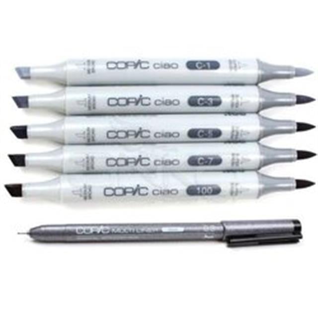 Copic-Ciao Marker Çizim Kalemi 5+1 Set Grey Tones-Çizim Kalemi-3-fleurdirect.live