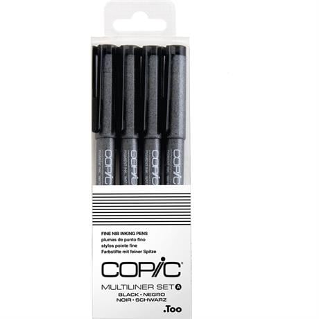 Copic-Copic Multiliner Classic Siyah 4'lü Set-Çizim Kalemleri-1-fleurdirect.live