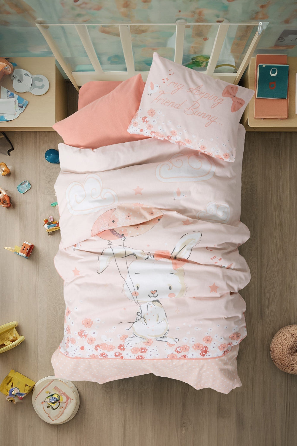 Cotton Box-Cotton Box Bebek Nevresim Takımı Rapeti Somon-Bebek Nevresim Takımı-1-fleurdirect.live